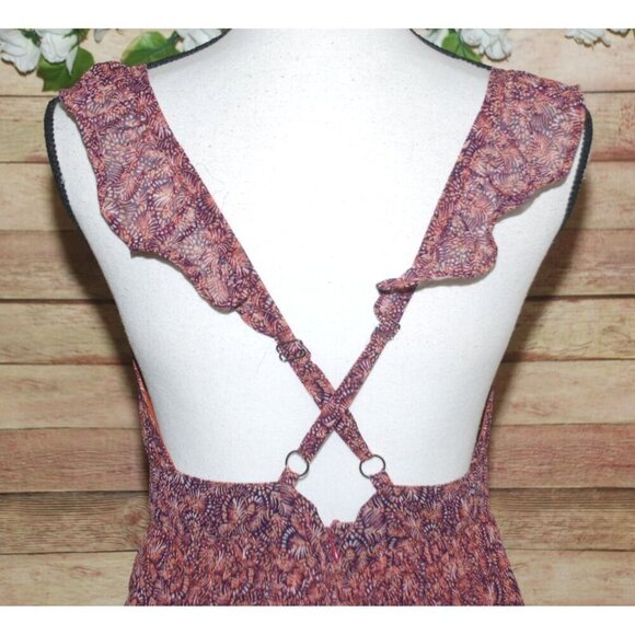 Dear John Elia Sleeveless Maxi Dress Size M Adjustable Straps V-Neck Lined Ruffl - Picture 8 of 11